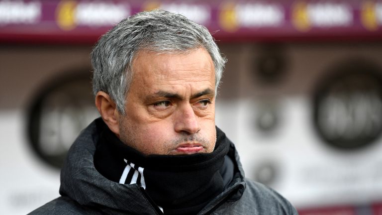 Jose Mourinho during the Premier League match between Burnley and Manchester United