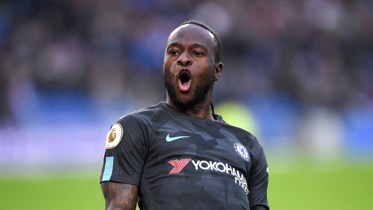 Victor Moses celebrates scoring his side's fourth goal