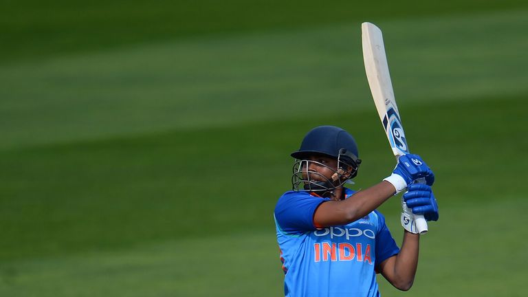 TAUNTON, ENGLAND - AUGUST 16: Prithvi Shaw of India U19s bats during the 5th Youth ODI match between England U19s and India Under 19s at The Cooper Associa