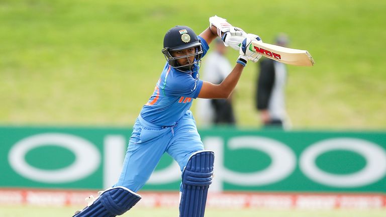 TAURANGA, NEW ZEALAND - JANUARY 16:  Captain Prithvi Shaw of India bats during the ICC U19 Cricket World Cup match between India and Papua New Guinea at Ba