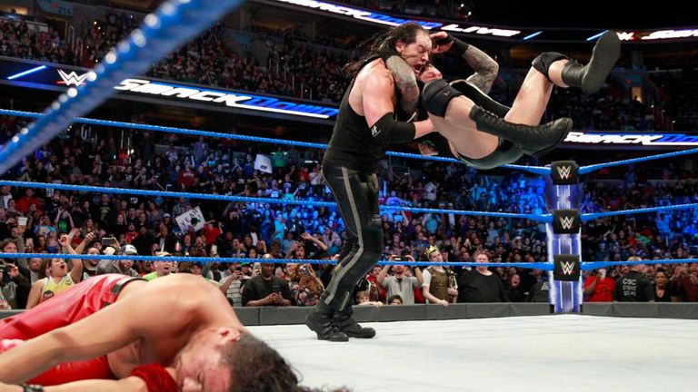 Having already floored Shinsuke Nakamura with an RKO, Randy Orton gave another one to Baron Corbin