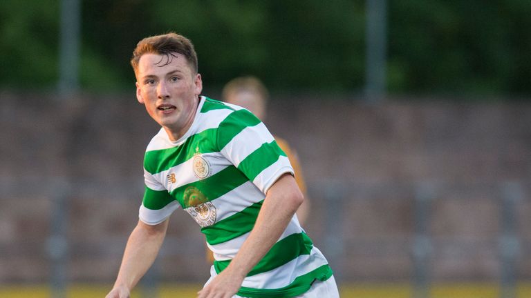 15/08/17 IRN BRU CUP.. ANNAN ATHLETIC V CELTIC COLTS (3-1).. GALABANK STADIUM - ANNAN.. Regan Hendry in action for Celtic