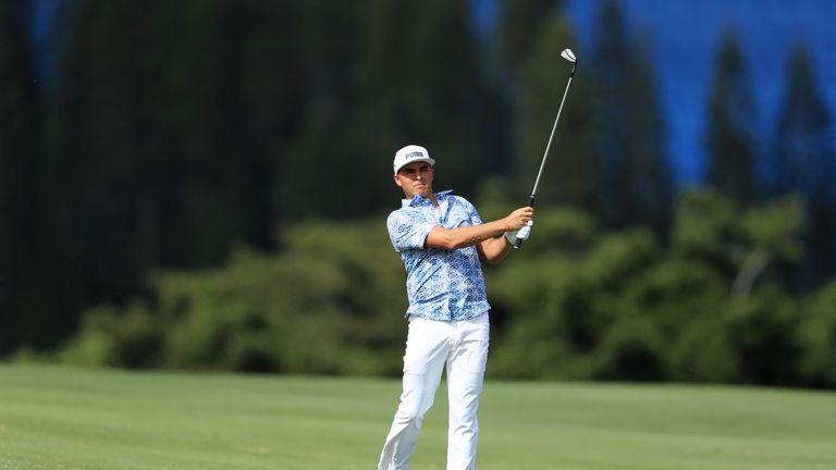 LAHAINA, HI - JANUARY 04:  Rickie Fowler of the United States plays a shot on the fourth hole during the first round of the Sentry Tournament of Champions 