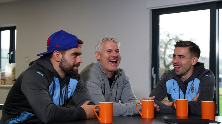 LUTON, ENGLAND - JANUARY 04:  Elliot Lee (L) and Olly Lee (R) of Luton Town pose with their father Rob Lee (Centre) during the media access day ahead of FA