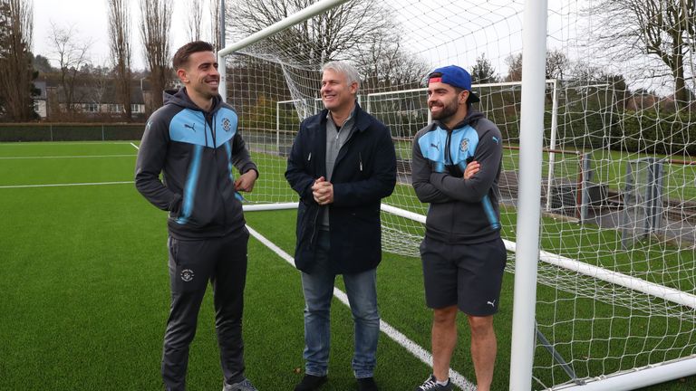 LUTON, ENGLAND - JANUARY 04:  Olly Lee (L) and Elliot Lee (R) of Luton Town pose with their father Rob Lee (centre) during the media access day ahead of FA
