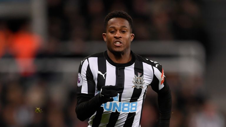 Newcastle player Rolando Aarons during the Premier League match between Newcastle United and Manchester City