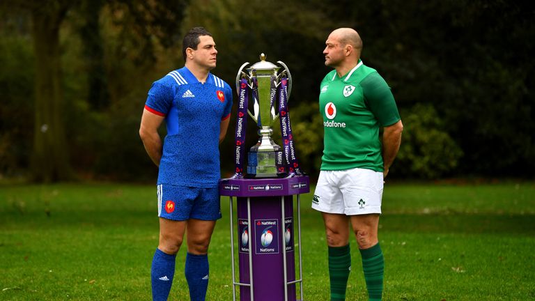 LONDON, ENGLAND - JANUARY 24:  Guilhem Guirado of France and Rory Best of Ireland pose with throphy during the 6 Nations Launch at the Hitlon on January 24