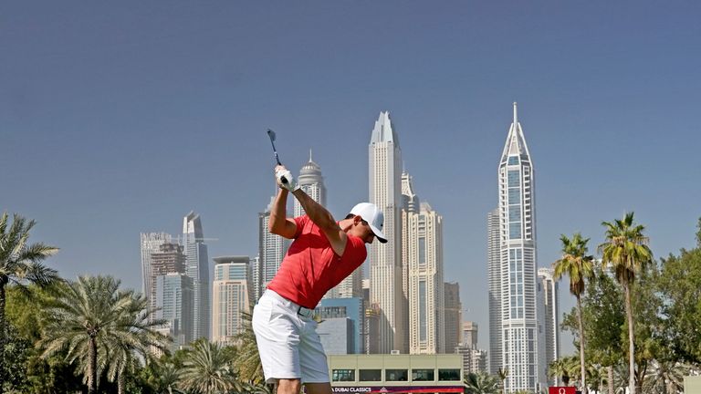 DUBAI, UNITED ARAB EMIRATES - JANUARY 23:  Rory McIlroy of Northern Ireland plays a short iron shot (part of swing sequence frame 4) as a preview for the O