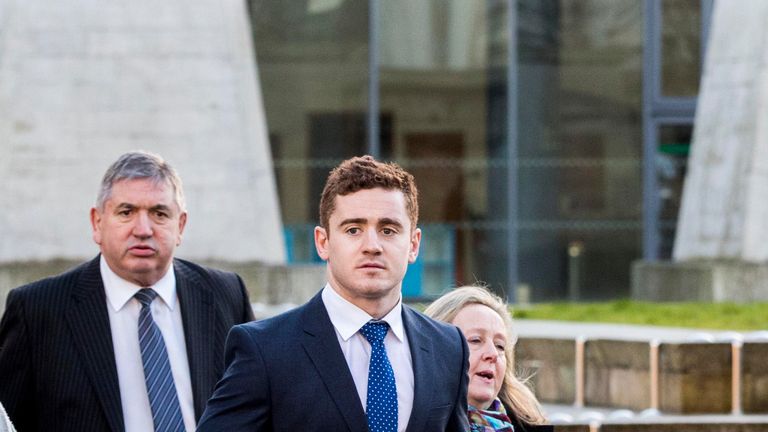 Ireland and Ulster rugby player Paddy Jackson arrives at Belfast Crown Court