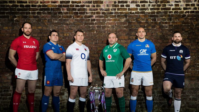 Alun Wyn Jones, Guilhem Guirado, Rory Best, Dylan Hartley, Sergio Parisse and John Barclay pictured at the launch of the 2018 Six Nations