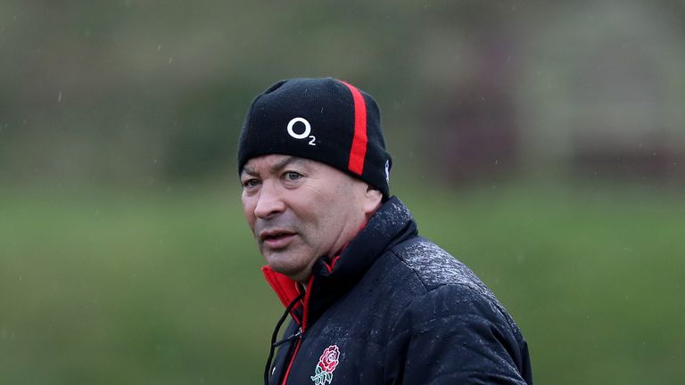 England Coach Eddie Jones during a training session at Brighton College