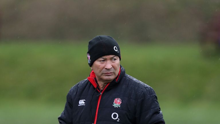 England Coach Eddie Jones during a training session at Brighton College