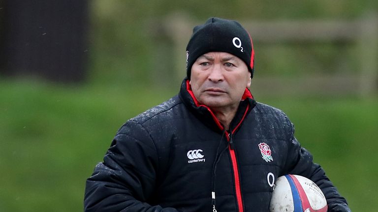 England Coach Eddie Jones during a training session at Brighton College