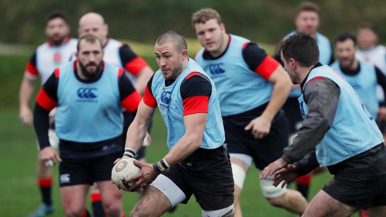 Mike Brown during an England training session at Brighton College