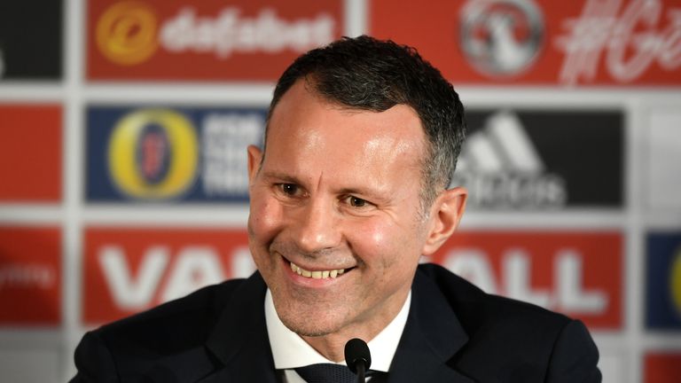 New Wales manager Ryan Giggs during a press conference at Hensol Castle