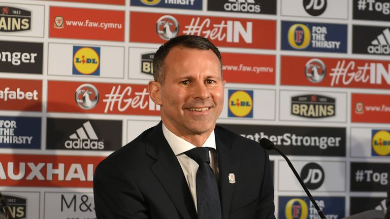 Wales manager Ryan Giggs during a press conference at Hensol Castle