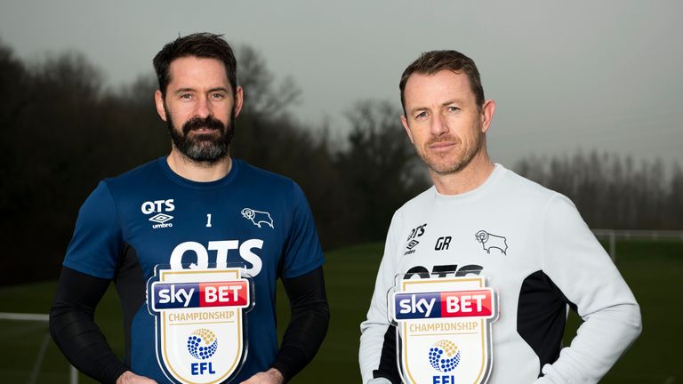 Gary Rowett of Derby County wins the Sky Bet Championship Manager of the Month award and Scott Carson wins the Championship Player of the month award  - Ma