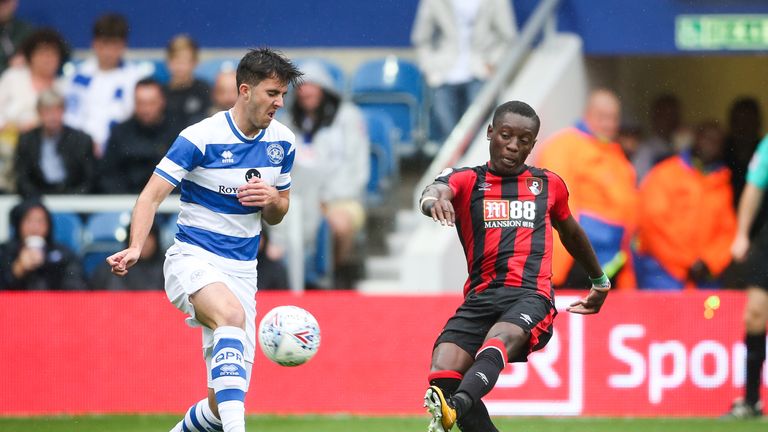 Queens Park Rangers' Sean Goss and Bournemouth's Max Gradel during a pre-season match at the Vitality Stadium on July 30, 2017