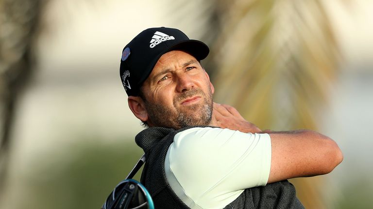 DUBAI, UNITED ARAB EMIRATES - JANUARY 24:  Sergio Garcia of Spain plays a shot during the pro-am as a preview for the Omega Dubai Desert Classic on the Maj