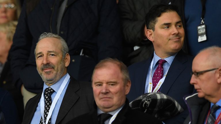 SWANSEA, WALES - DECEMBER 10:  Swansea owners Steve Kaplan (l) and Jason Levien (r) look on during the Premier League match between Swansea City and Sunder