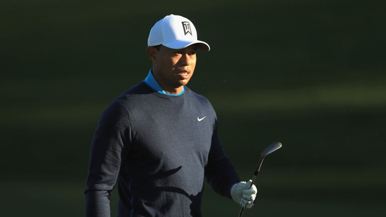 SAN DIEGO, CA - JANUARY 24:  Tiger Woods looks on at the ninth hole during the pro-am round of the Farmers Insurance Open at Torrey Pines Golf Course on Ja