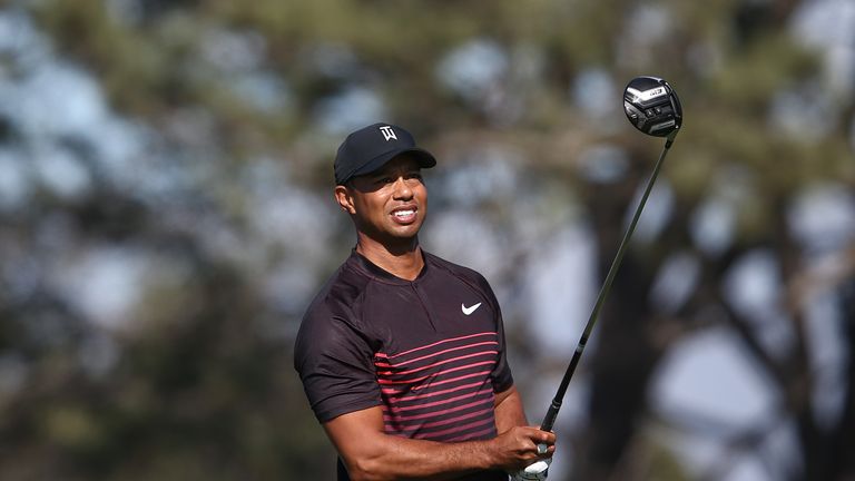SAN DIEGO, CA - JANUARY 25:  Tiger Woods plays his shot from the fifth tee during the first round of the Farmers Insurance Open at Torrey Pines South on Ja