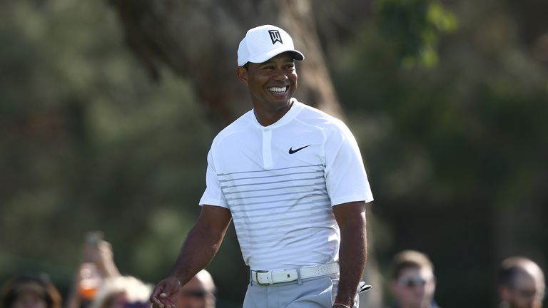 SAN DIEGO, CA - JANUARY 27:  Tiger Woods walks down the fairway on the 14th hole during the third round of the Farmers Insurance Open at Torrey Pines South