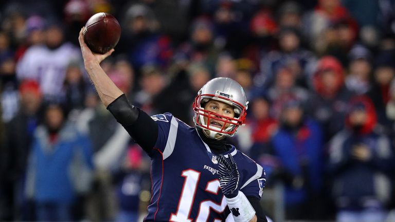 FOXBOROUGH, MA - JANUARY 13:  Tom Brady #12 of the New England Patriots throws in the second quarter of the AFC Divisional Playoff game against the Tenness