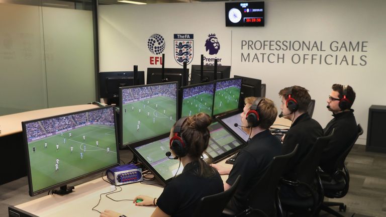 A video assistant referee will sit in the centre, flanked by an assistant official and a video replay operator at the Premier League Match Centre.