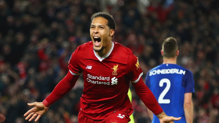 Virgil van Dijk scored on his Liverpool debut in the FA Cup win over Everton 