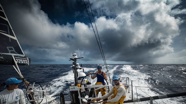 The crew completed the 5,600 nautical mile journey in 18 days and 1 hour