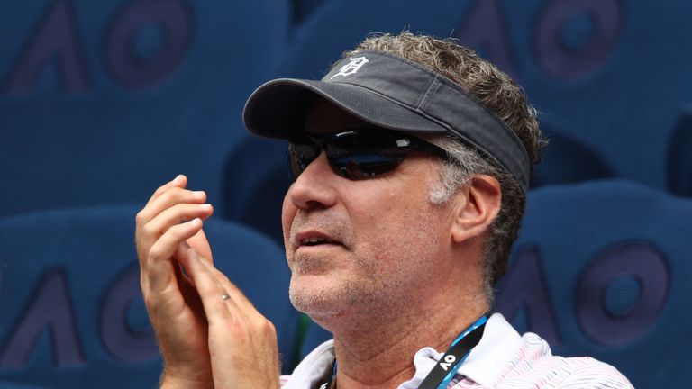 Will Ferrell watches the first round match between Venus Williams and Belinda Bencic