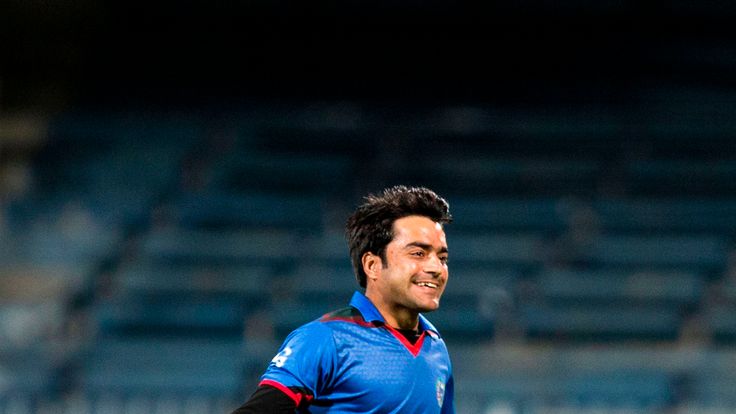 Afghanistan's Rashid Khan celebrates the wicket of Ireland's Niall O'Brien during the third one day international (ODI) cricket match between Afghanistan a