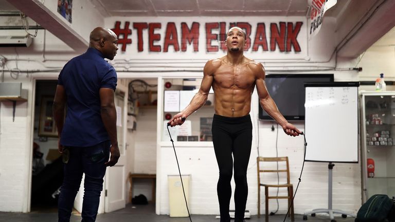 HOVE, ENGLAND - SEPTEMBER 28:  Chris Eubank Jnr. trains during a media workout at on September 28, 2017 in Hove, England.  (Photo by Bryn Lennon/Getty Imag