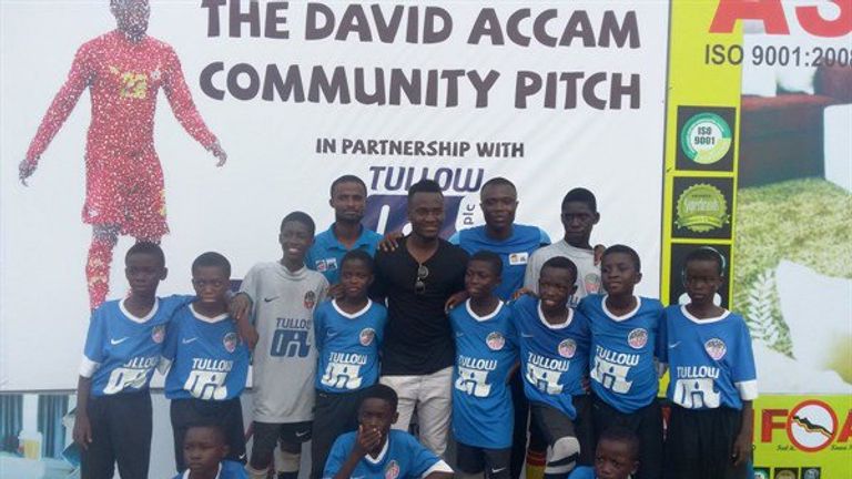 Common Goal's David Accam launching his community pitch in Kumasi in Ghana [Credit: Right to Dream]