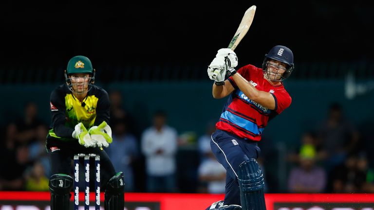 Dawid Malan batting during England's defeat by Australia in Hobart on Wednesday