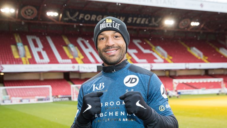 Kell Brook hosts a Run around Sheffield United's Bramall Lane with members of the public ahead of his fight this saturday night against Sergey Rabchenko at