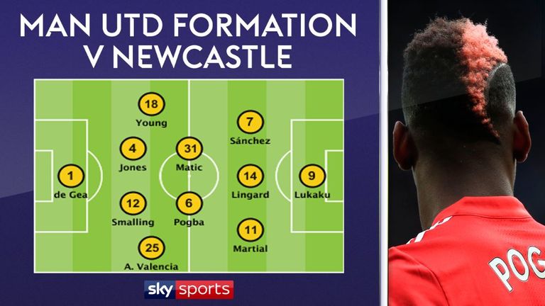 Manchester United lined up with Paul Pogba in a midfield two away against Newcastle United in February 2018