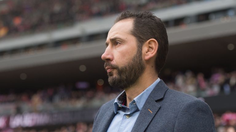 Girona manager Pablo Machin looks on during the La Liga match between Atletico Madrid and Girona in Madrid