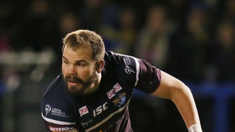 Adam Cuthbertson of Leeds Rhinos looks to attack in the Betfred Super League