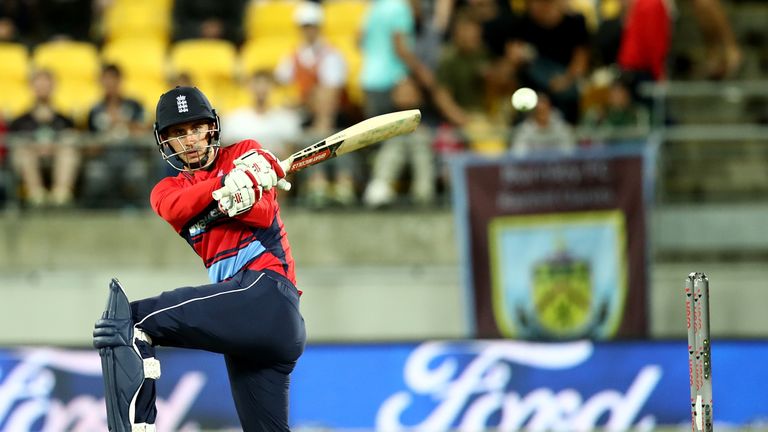 WELLINGTON, NEW ZEALAND - FEBRUARY 13: Alex Hales of England bats  during the International Twenty20 match between New Zealand and England at Westpac Stadi
