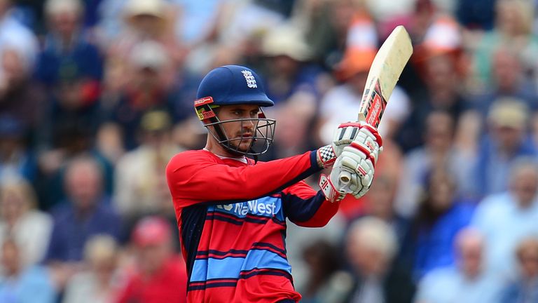 Alex Hales of England bats during the 3rd NatWest T20 International between England and South Africa at the SWALEC Stadium