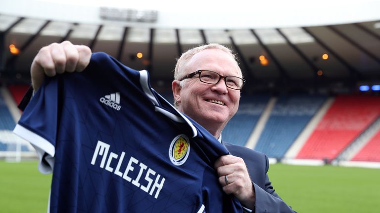 New Scotland manager Alex McLeish during his unveiling at Hampden Park