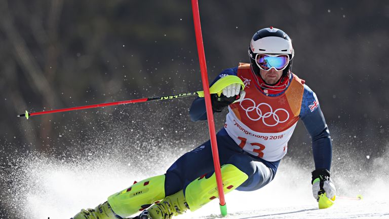 Dave Ryding of Great Britain competes during the Alpine Skiing Men's Slalom
