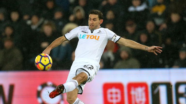 Swansea City's Angel Rangel during the Premier League match at the Liberty Stadium, Swansea.