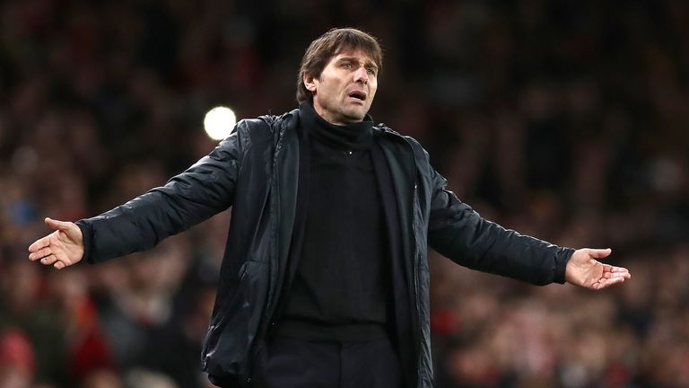 Chelsea manager Antonio Conte during the Carabao Cup semi final, second leg match at The Emirates Stadium, London.
