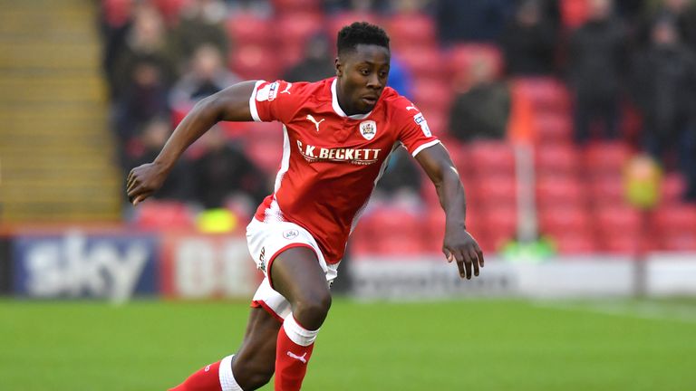 Barnsley's Andy Yiadom during the Sky Bet Championship match at Oakwell, Barnsley.