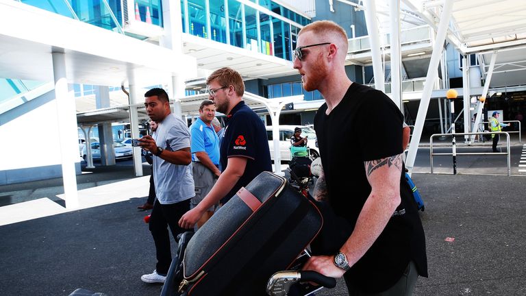 AUCKLAND, NEW ZEALAND - FEBRUARY 16:  English cricketer Ben Stokes arrives at Auckland International Airport on February 16, 2018 in Auckland, New Zealand.