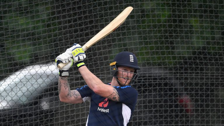 HAMILTON, NEW ZEALAND - FEBRUARY 17:  England player Ben Stokes in batting action during England Cricket nets at Seddon park ahead of their T2O match again
