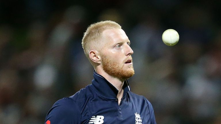 England's Ben Stokes prepares to bowl during the first one-day international (ODI) cricket match between New Zealand and England at Seddon Park in Hamilton